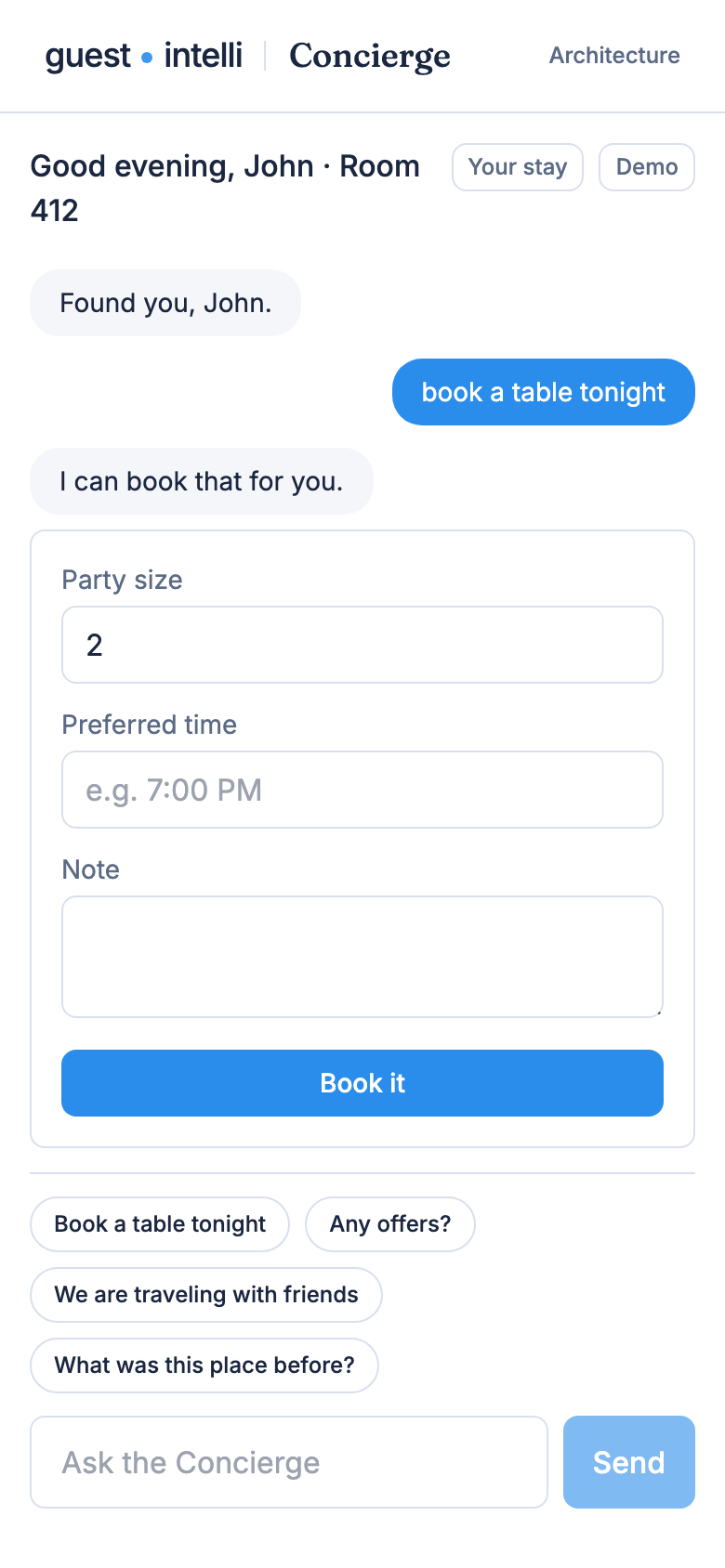 A dining request