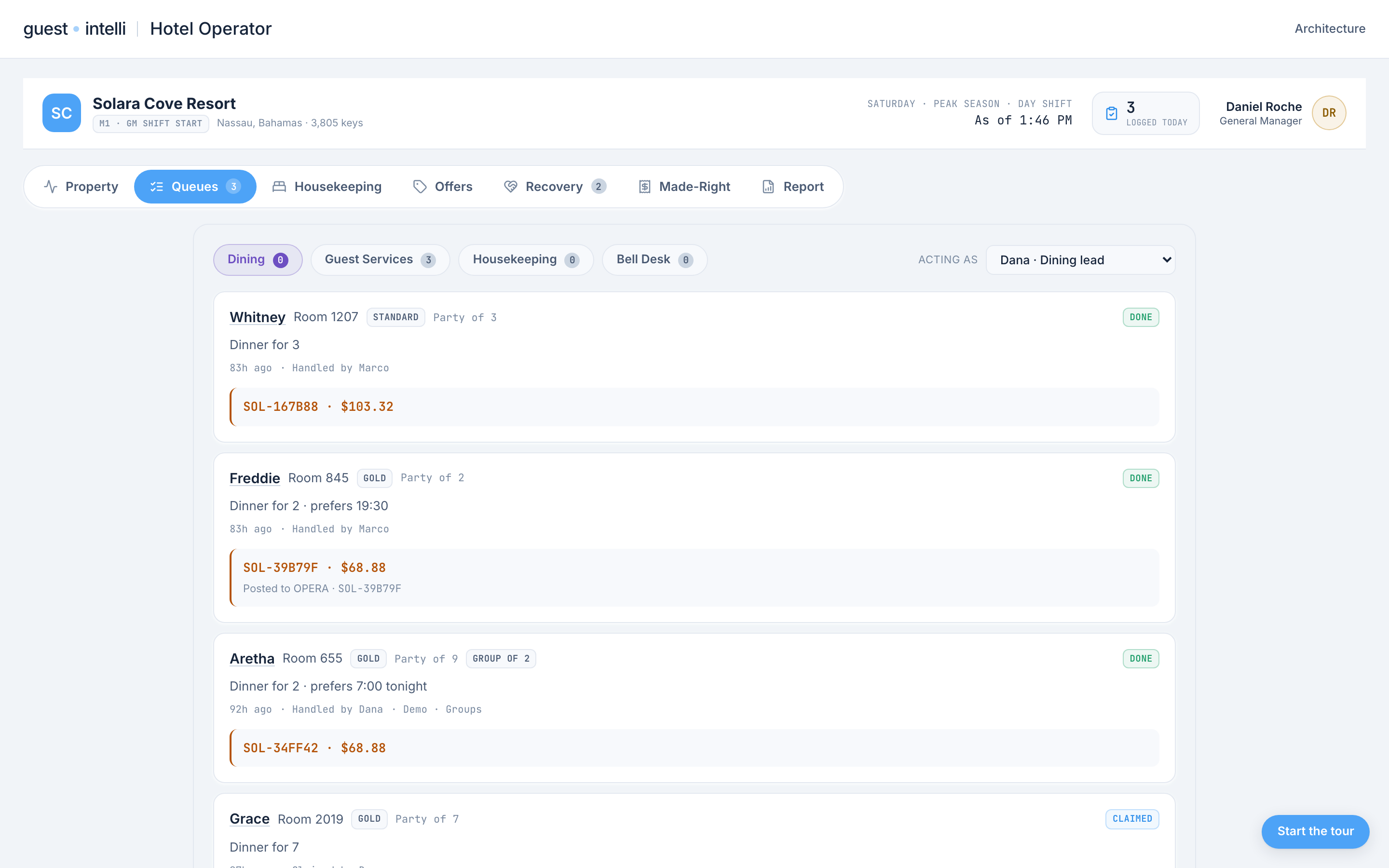 The Queues tab